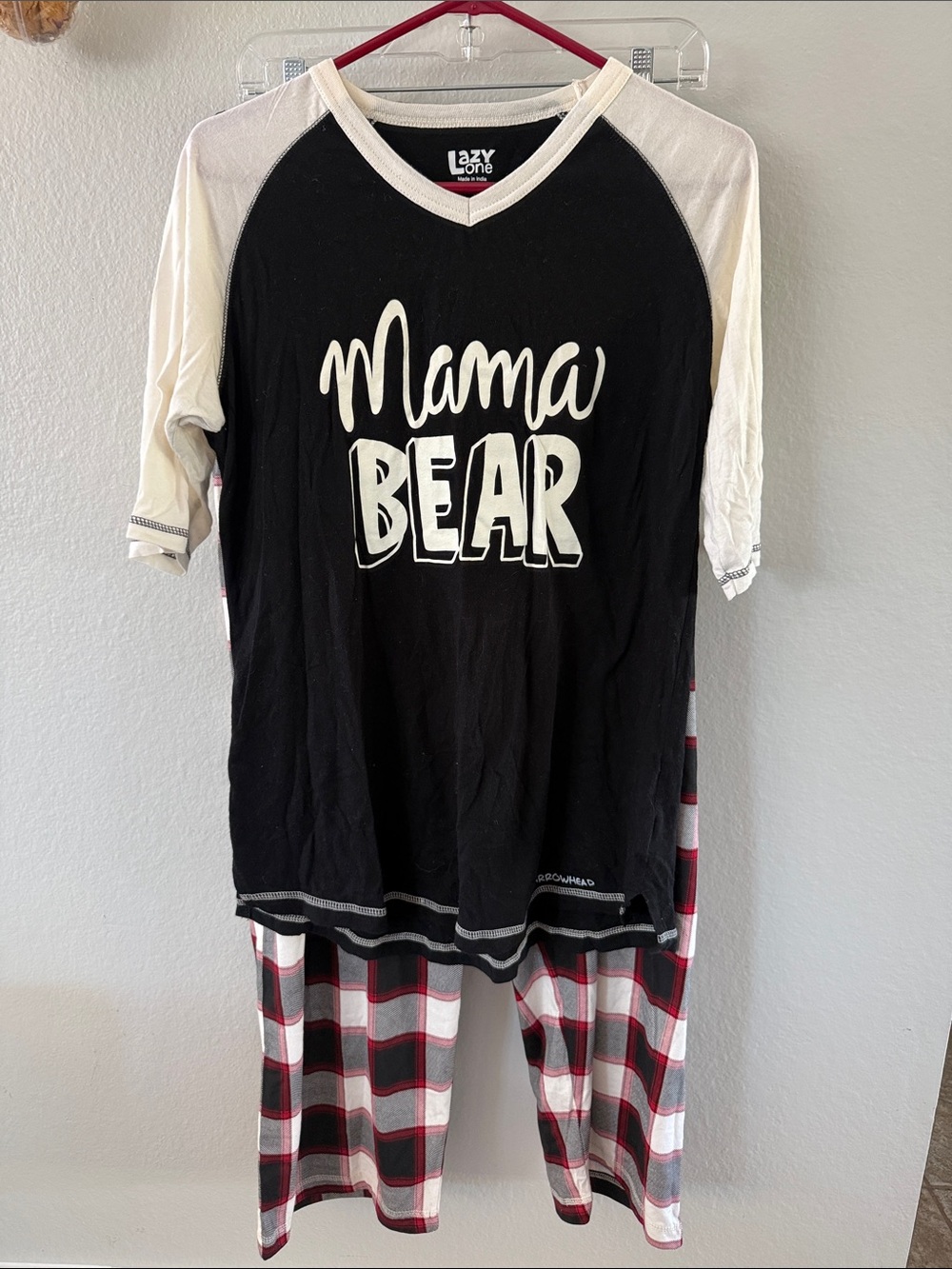 Lazy One Black, White and Red Mama Bear Pajama Set